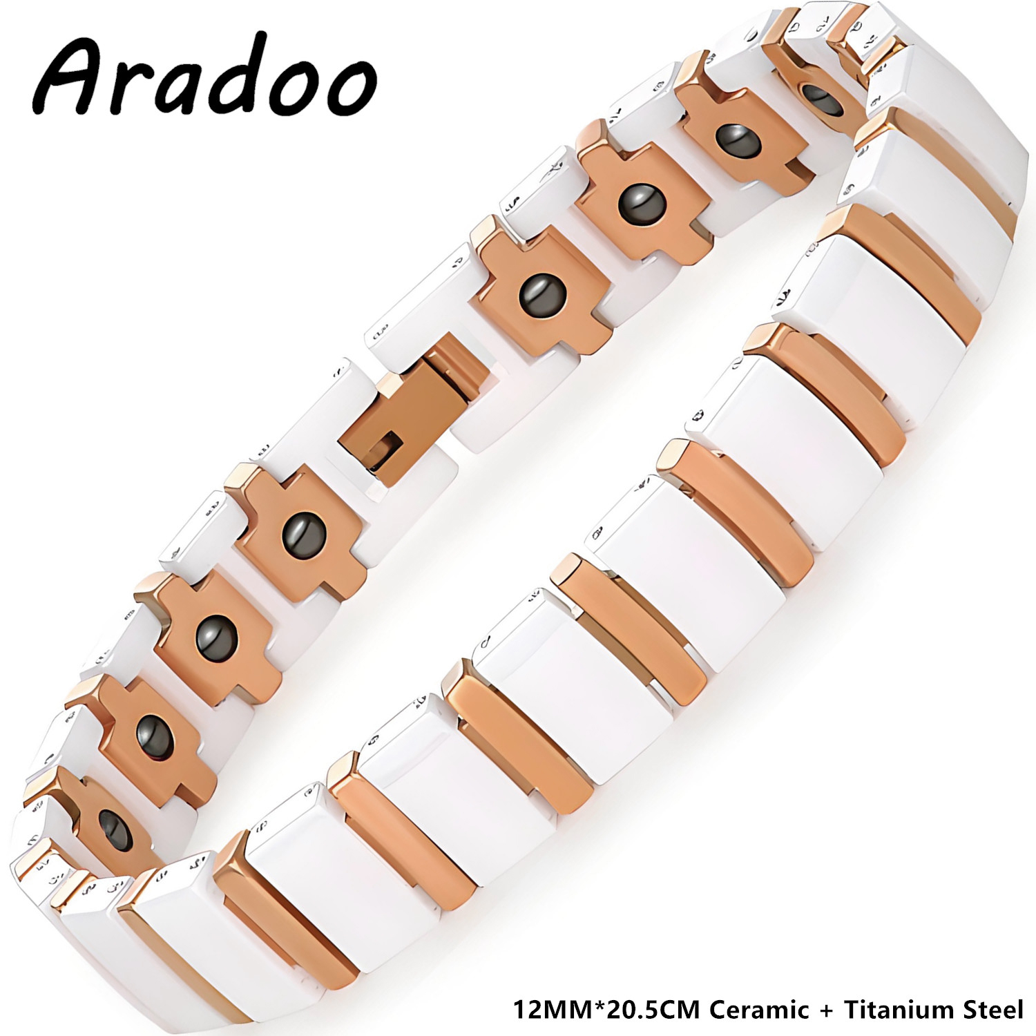 Ceramic Link Bracelet - Bransoletka ceramiczna ARADOO Premium z cyrkoniami,